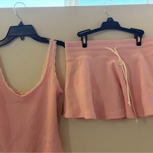 Gilly Hicks Pink Lace-Trimmed Top and skirt